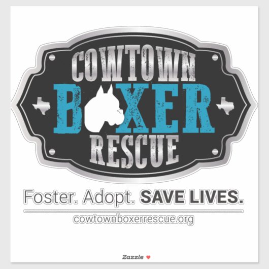 Cowtown Boxer Rescue Vinyl Sticker (groot) (Vel)