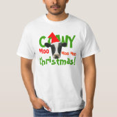 Cowy Kerstmis Funny Cow T-Shirt (Voorkant)