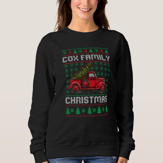 Cox familie Ugly kerstSweater Red Truck mas Trui (Voorkant)