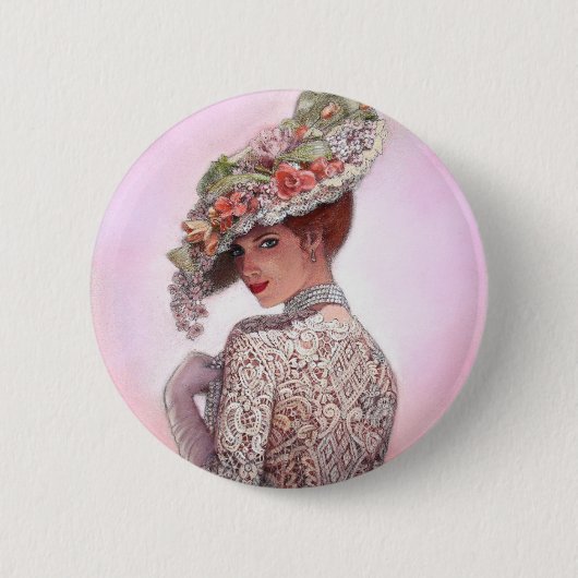 Coy Victoriaans Lady "Betty Lu" Ronde Button 5,7 Cm (Voorkant)