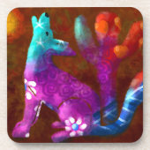 Coyote Abstracte Kunst Saguaro Cactus Desert Brown Bier Onderzetter (Voorkant)