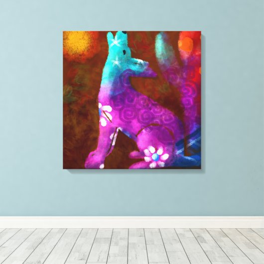 Coyote Abstracte Kunst Saguaro Cactus Desert Brown Canvas Afdruk (Insitu (Houten vloer))