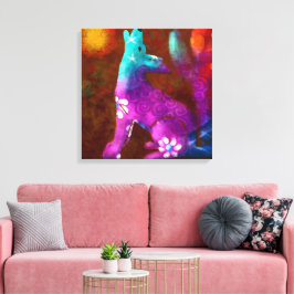 Coyote Abstracte Kunst Saguaro Cactus Desert Brown Canvas Afdruk