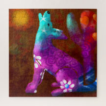 Coyote Abstracte Kunst Saguaro Cactus Desert Brown