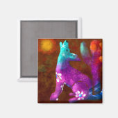 Coyote Abstracte Kunst Saguaro Cactus Desert Brown Magneet (Voorkant / Achterkant)