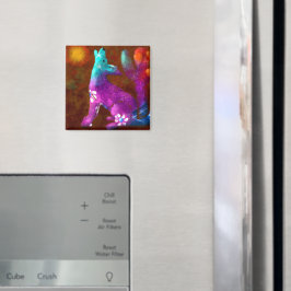 Coyote Abstracte Kunst Saguaro Cactus Desert Brown Magneet