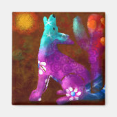 Coyote Abstracte Kunst Saguaro Cactus Desert Brown Magneet (Voorkant)