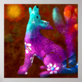 Coyote Abstracte Kunst Saguaro Cactus Desert Brown Poster (Voorkant)