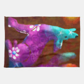 Coyote Abstracte Kunst Saguaro Cactus Desert Brown Theedoek (Horizontaal)