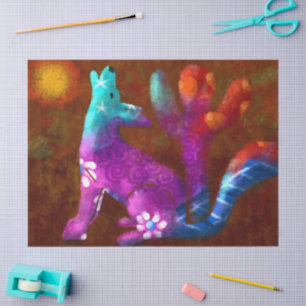 Coyote Abstracte Kunst Saguaro Cactus Desert Brown Tissuepapier