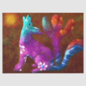 Coyote Abstracte Kunst Saguaro Cactus Desert Brown Tissuepapier (Voorkant)