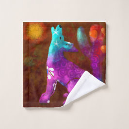 Coyote Abstracte Kunst Saguaro Cactus Desert Brown Washandje