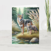 Coyote and Pup Happy Birthday Wildlife  Kaart (Voorkant)