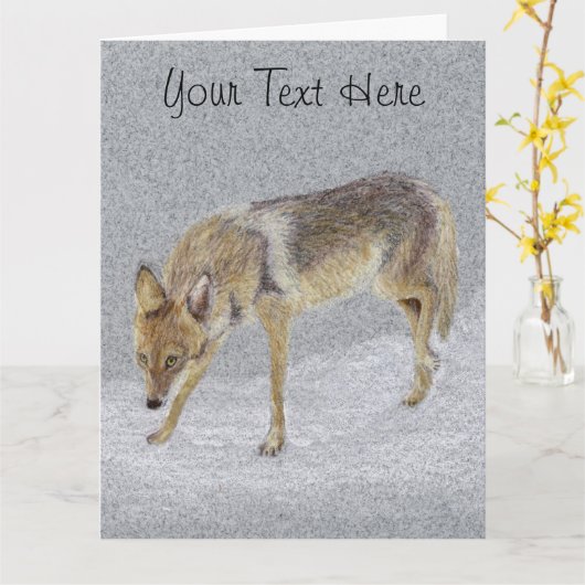 Coyote Briefkaart (Gele Bloem)