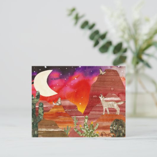 Coyote Canyon Night Sangen Briefkaart (Staand voorkant)
