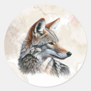 Coyote Country CottageCore rustieke print Ronde Sticker
