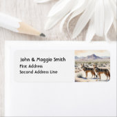 Coyote Couple Desert Landschap Waterverf Kunst Etiket (Insitu)