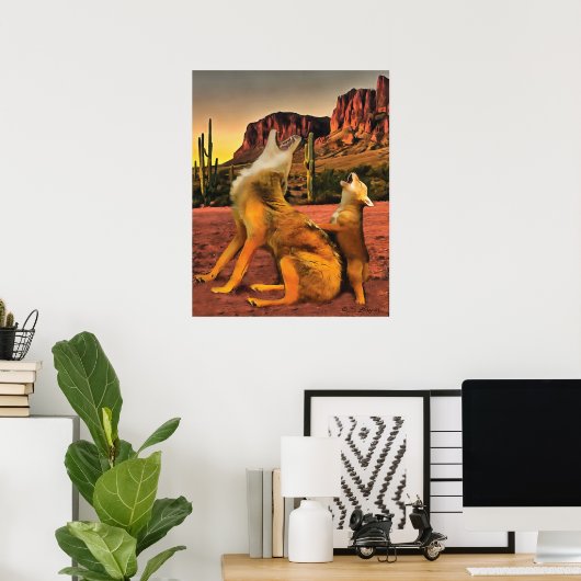 Coyote Coyote Howling Poster (Thuiskantoor)
