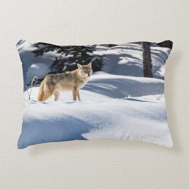 Coyote Cozy Cabin Winter Cabine Decoratie Accent Kussen (Voorkant)