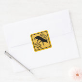 Coyote Crossing, verkeerswaarschuwingsteken, Veren Vierkante Sticker (Envelop)