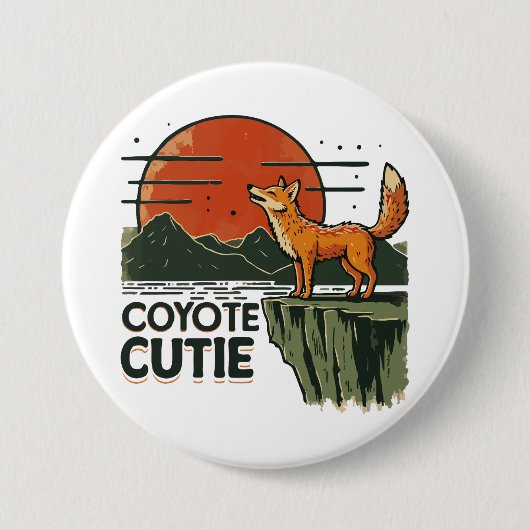 Coyote cutie ronde button 7,6 cm (Voorkant)