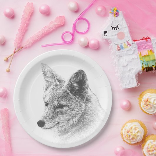 Coyote Drawing Papieren Bordje (Feest)