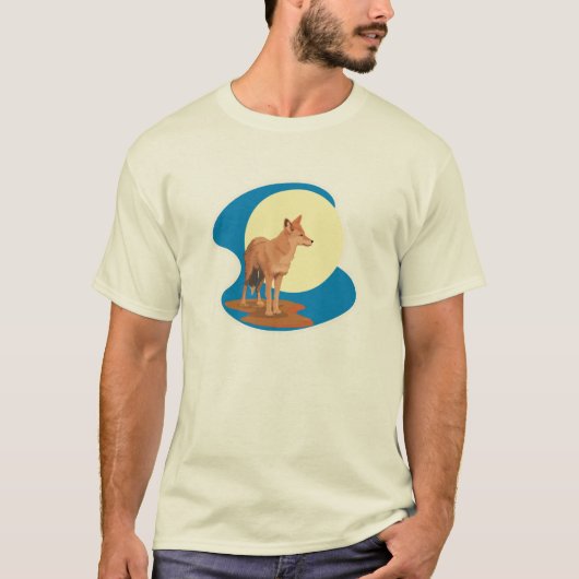 Coyote en volle maan ontwerp t-shirt (Voorkant)