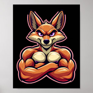 Coyote Flexing Spieren Fan Lover Bodybuilding Gym Poster