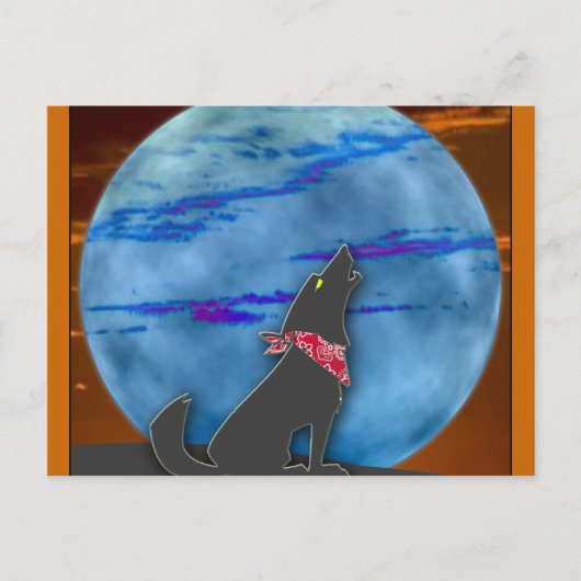 Coyote Howling bij de blauwe maan Briefkaart (Voorkant)
