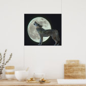 Coyote Howling bij de maan Poster (Keuken)