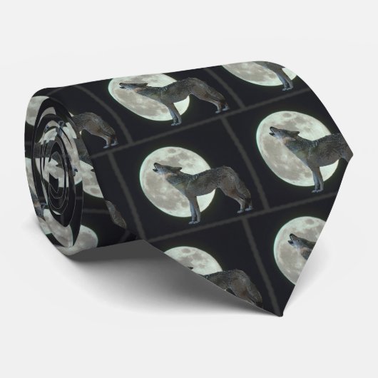 Coyote Howling bij de maan Stropdas (Opgerold)