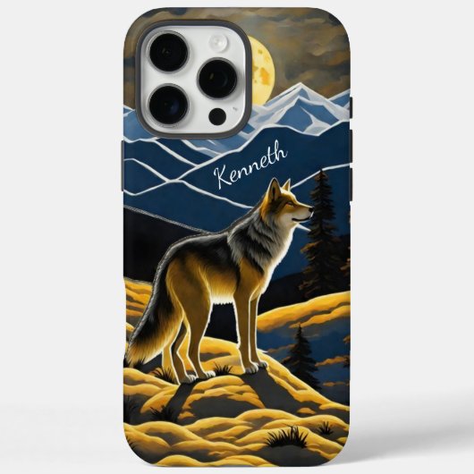 Coyote huilt onder een volle maan in de bergen Case-Mate iPhone case (Achterkant)