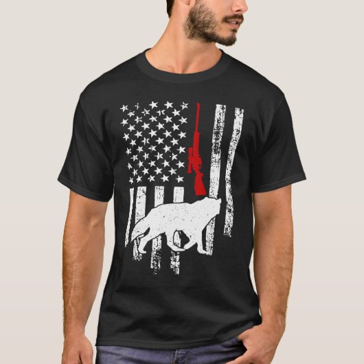 Coyote Hunting American Flag Coyote Hunter T-shirt (Voorkant)