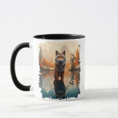 Coyote in herfstmeerreflectie mok (Links)
