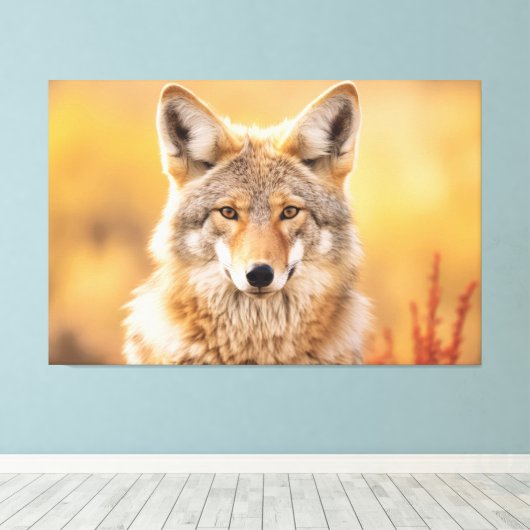 Coyote in natuur canvas afdruk (Insitu (Houten vloer))