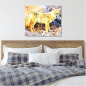 Coyote in Yellowstone Canvas Afdruk (Insitu (Slaapkamer))