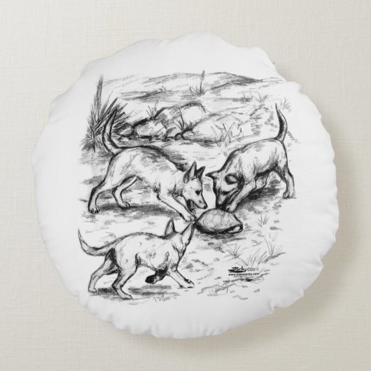 Coyote-jongen Rond Kussen (Achterkant)