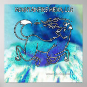 Coyote Leaping over Blue Volcano Poster (Voorkant)