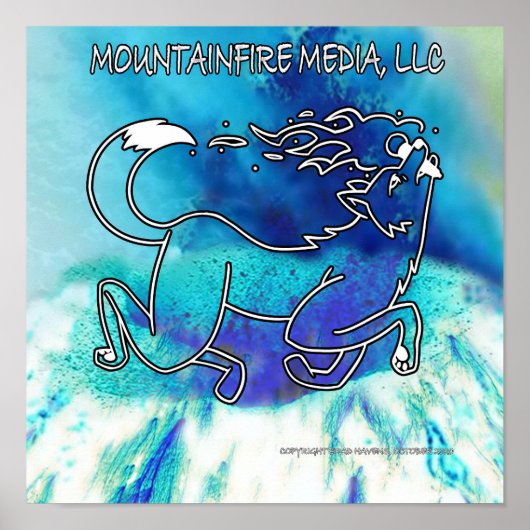 Coyote Leaping over Blue Volcano Poster (Voorkant)