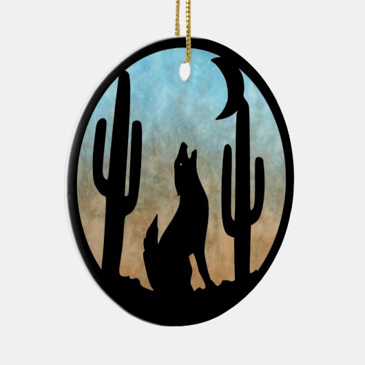 Coyote Moon Round Ornament (Rechts)