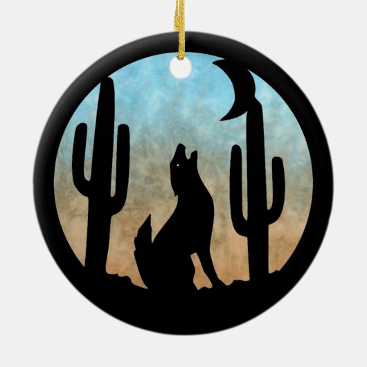Coyote Moon Round Ornament (Achterkant)