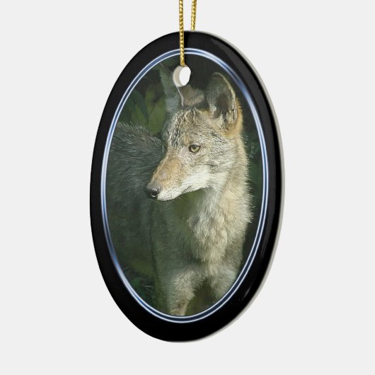 Coyote ovalen keramisch ornament (Links)