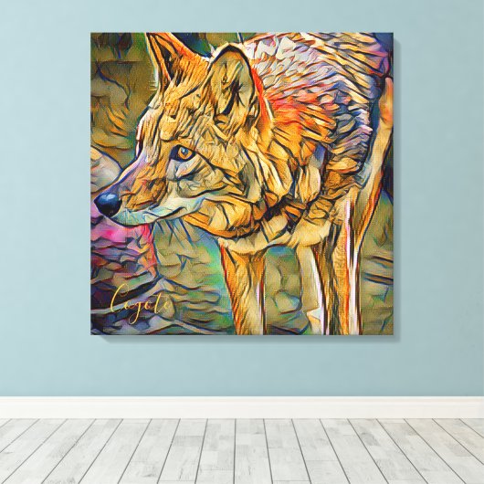 Coyote [Premium Canvas] Canvas Afdruk (Insitu (Houten vloer))