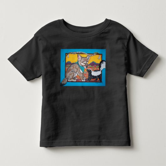 Coyote Pup en Skunk Southwest Wildlife Humoureus Kinder Shirts (Voorkant)