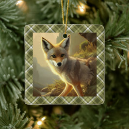 Coyote Pup Wildlife Portret gepersonaliseerd Keramisch Ornament