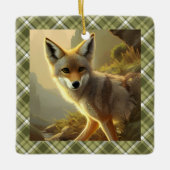 Coyote Pup Wildlife Portret gepersonaliseerd Keramisch Ornament (Voorkant)