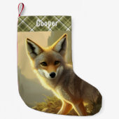Coyote Pup Wildlife Portret gepersonaliseerd Kleine Kerstsok (Voorkant)