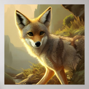 Coyote Pup Wildlife Portret Poster