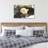 Coyote pup yawning canvas afdruk (Insitu (Slaapkamer))