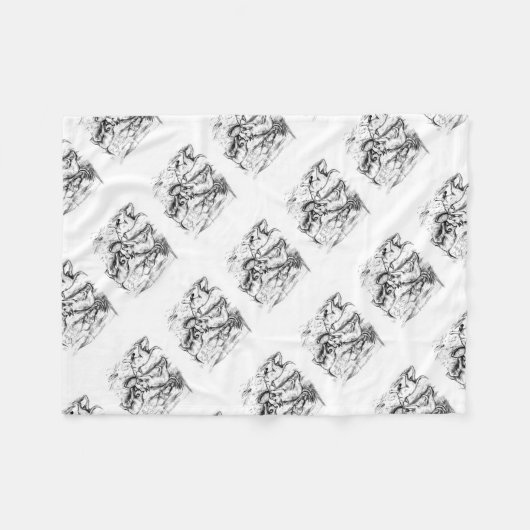 Coyote Pups Fleece Deken (Voorkant (Horizontaal))